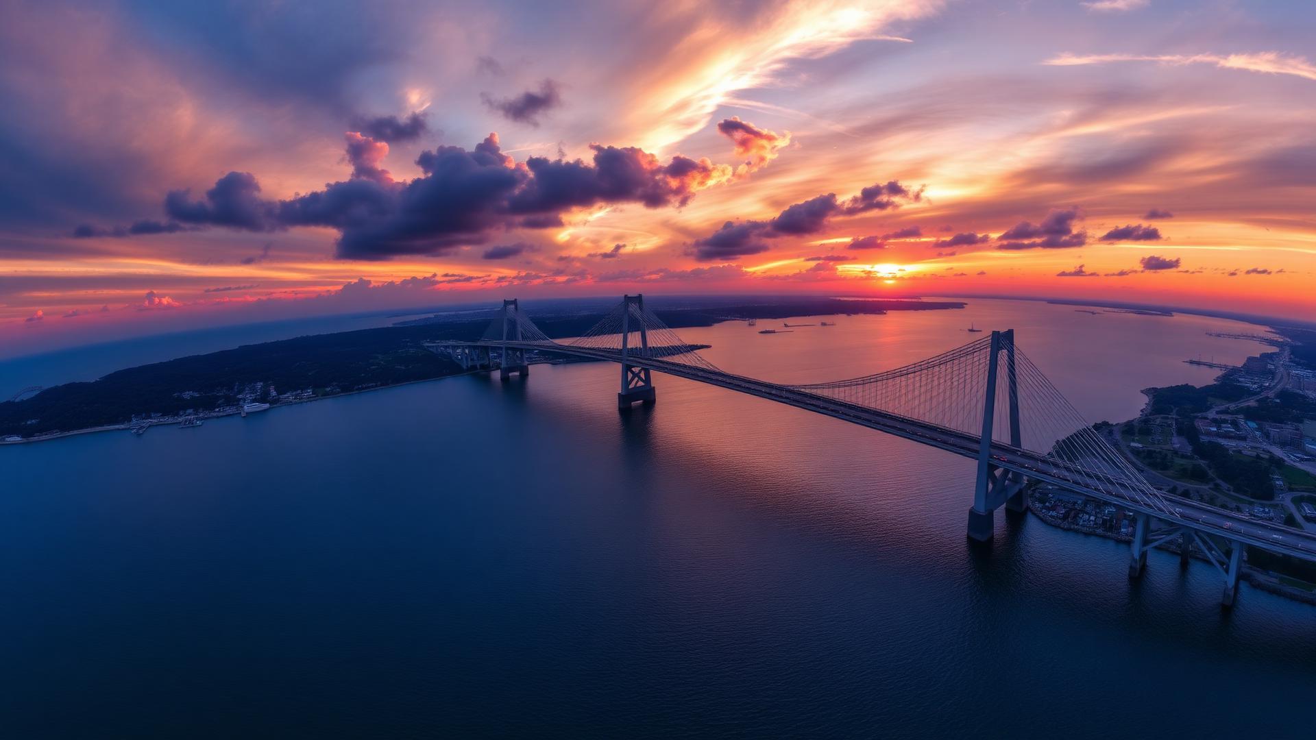 Chesapeake Bay Bridge at sunset